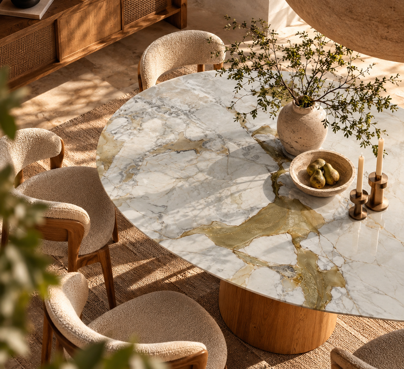 Mesa Bianca em Mármore Machiaoro — proposta conceitual