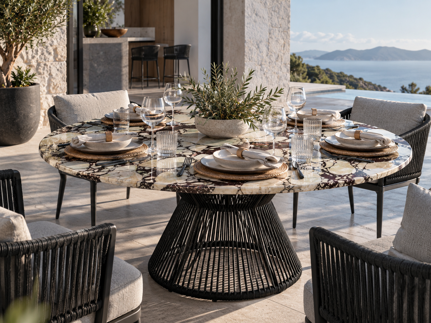 Mesa Loren em Mármore Calacatta Viola