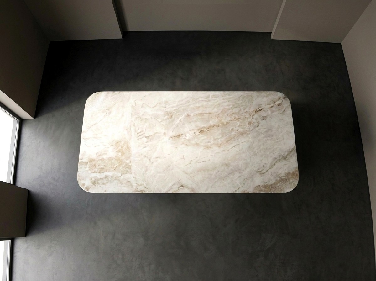 Mesa Linea — imagem conceitual 2 da peça em Quartzito Taj Mahal