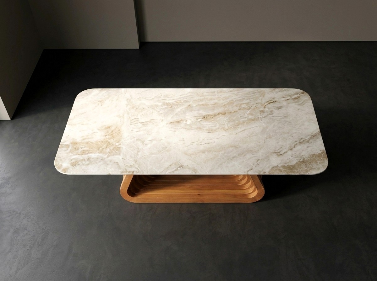 Mesa Linea — imagem conceitual 4 da peça em Quartzito Taj Mahal