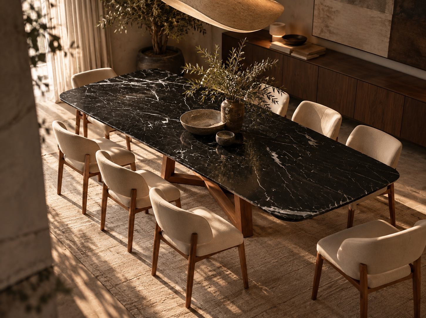 Mesa Áurea em Mármore Nero Marquina